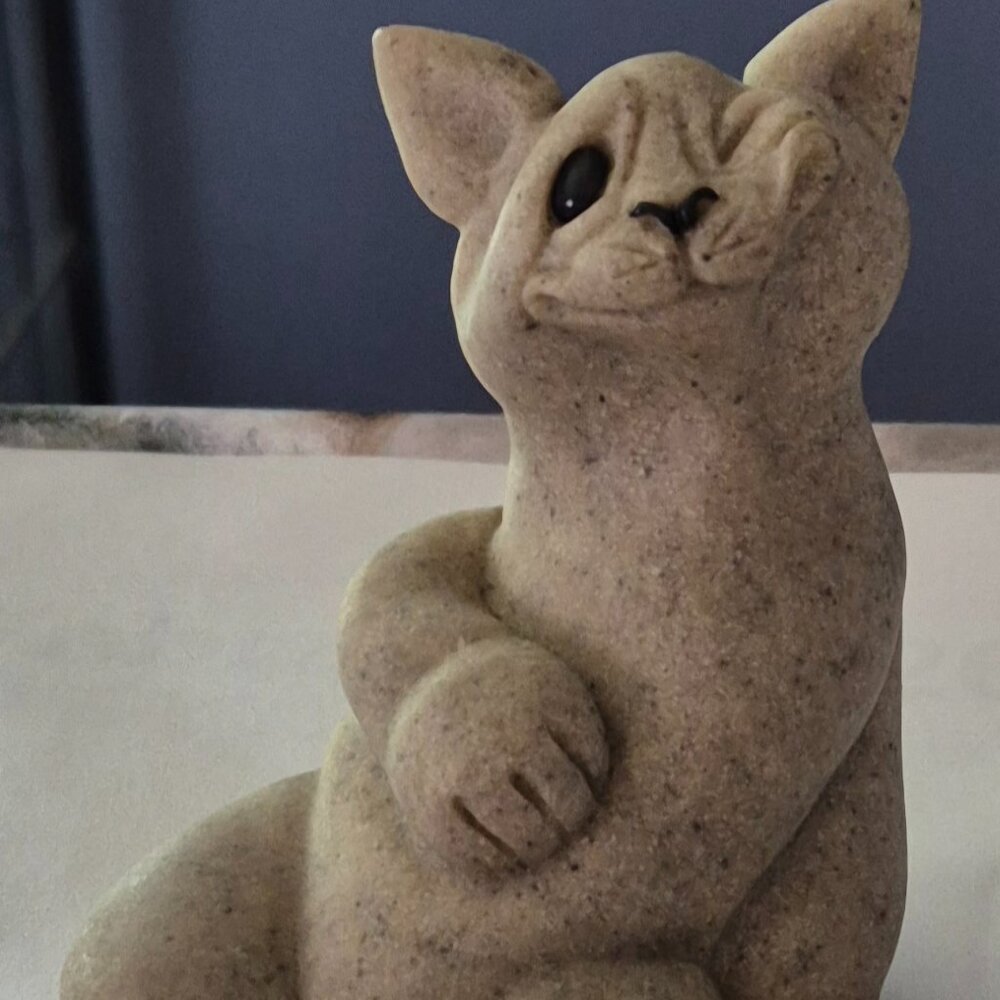 Vintage Quarry Critters Carla Cat Figurine Statue Collectible Stone Excellent